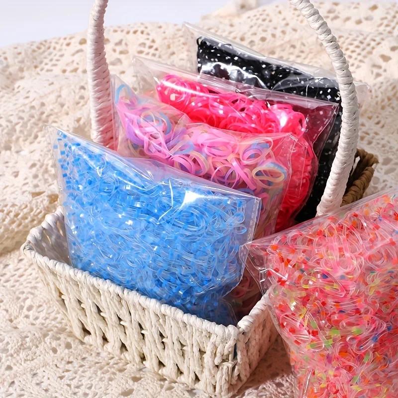 2000 Piece Pack Children's High Elasticity Rubber Band Hair Rope Colored Hair Accessories Girls Ponytail Hairband Gift