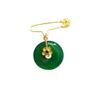 Classic Simple vintage Crystal Flower Broche Natural Hotan Jade Green Round Brooches for Women Banquet Jewelry