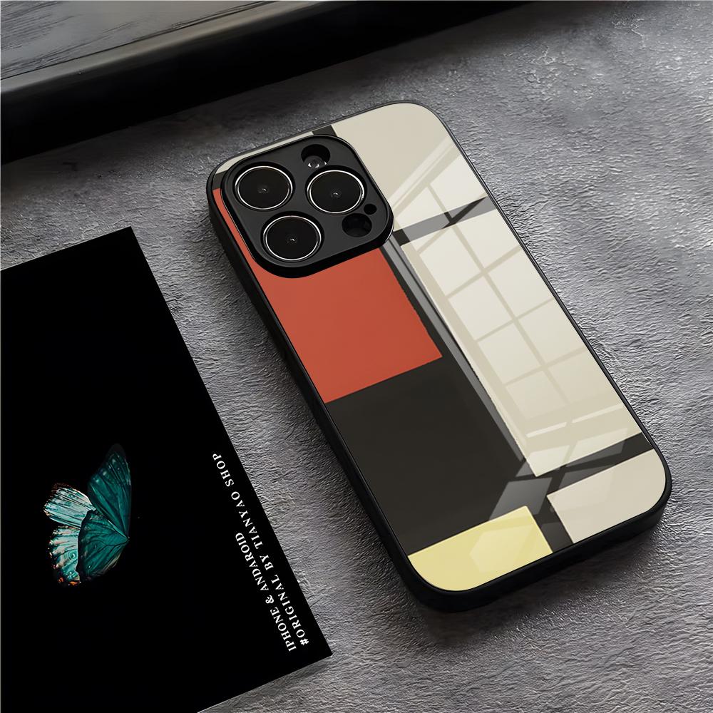 Pattern Abstract Piet Mondrian Phone Case For IPhone 17 Pro Max 15 Pro 16 14 Plus 12 13 Mini 11 Pro Shockproof Glass Cover