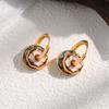 Retro color enamel new Chinese earrings drip glaze circle ethnic style niche light luxury high-end ear jewelry