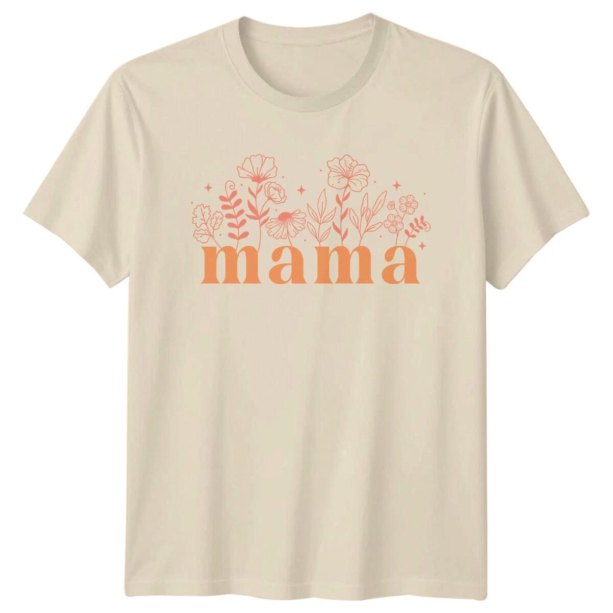 Floral Mama T-Shirt, Mothers Day Graphic Tee, Botanical Mother T-Shirt S