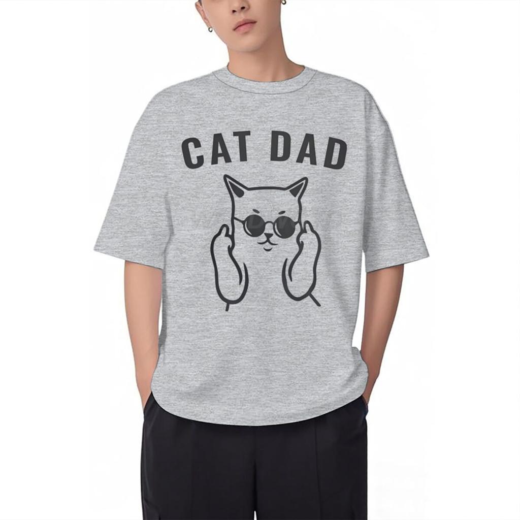 Fun Cat Dad Print T Shirt Men 100 Cotton Short Sleeve Tshirts Humor Fashion Animal Kitten Streetwear Crewneck Ropa Hombre
