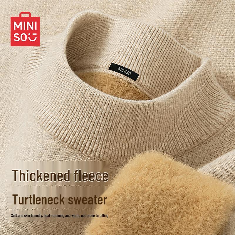 MINISO Men's Thick Warm Mock Neck Sweater