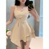 French sweet and spicy foreign style sexy backless suspender dress women's summer pure desire wind irregular waist and thin skirt