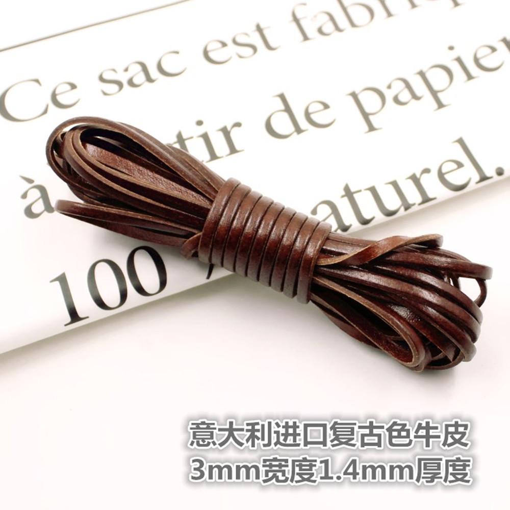 Handmade Diy Retro Leather Cowhide Rope, Wrapped Cowhide 5Mm Wide 1Mm Thick Cowhide, First Layer Flat Leather vintage brown