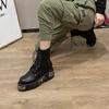 Fashion Darkness Punk Style Platform Women Ankle Boots Chunky Heel Black Metal Decor Women's Motorcycle Boots Lace UP Top Quality
