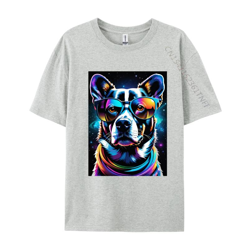 Dog Illustration Tshirt Men T Shirts Colorful Print Tees Big And Tall T Shirts All Cotton Tops Tees Tee Shirts