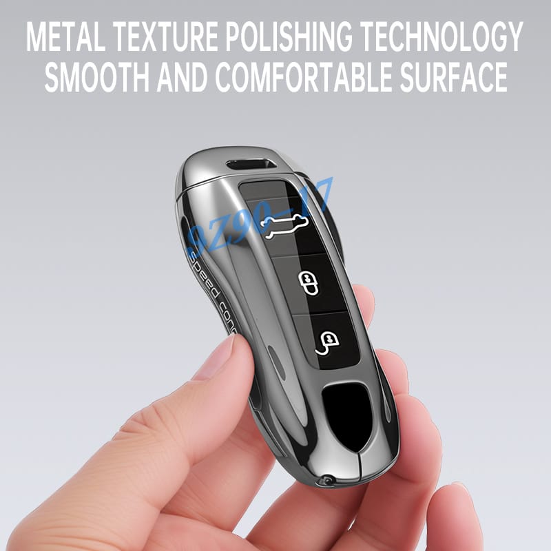 Metal Carbon Fiber Car Key Fob Case Cover Keychain For - Porsche Cayenne Coupe Panamera Taycan 911