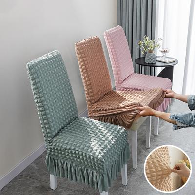 Seersucker Chair Cover Long Skirt Chair Covers for Dining Room Wedding Hotel Banquet Stretch Spandex New Home Decor High Back