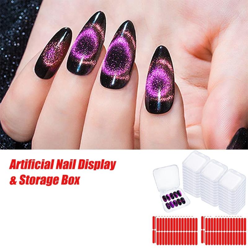 Clear Nail Art Presentation Container Space Saving Design with Adhesive Strips for Salon Home Organization