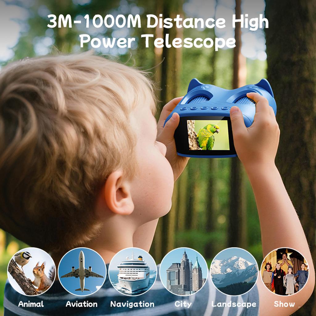 2-In-1 Binoculars Kids Microscope with 2 Inch IPS Screen Digital Microscope Educational Science Birthday Gifts for Girls Boys