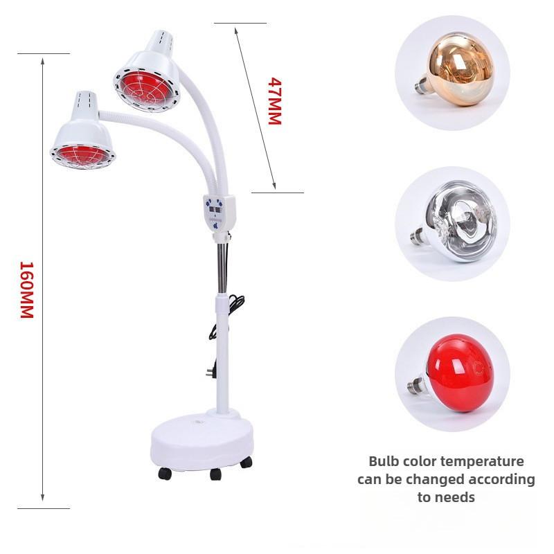 Double Head Infrared Heating Lamp Height Adjustable Vertical Therapy Light Professional Beauty Salon Electric Baking Lamp