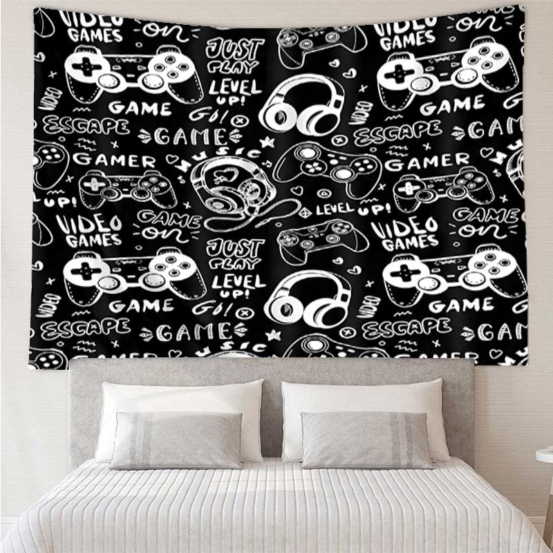 Game-Controller Print Tapestry, Backdrop, Easy Setup, Ideal for Bedroom, Office & Living Room, with Aesthetic Wall Hanging Decor.