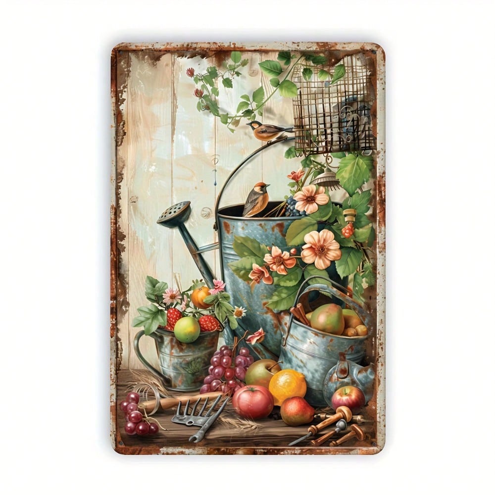 

Vintage Wall Art Metal Tin Sign x Inch RustProof Floral Garden Retro Decor 20x30cm（7.8x11.8inch）