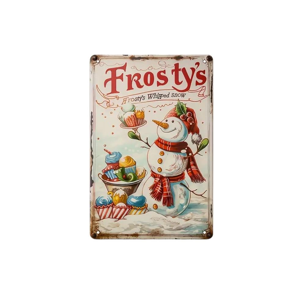 Vintage Metal Poster Christmas Elf Metal Tin Signs Posters Plate Colorful Visual Effect Wall Art for Cafe Bar Office Club Par