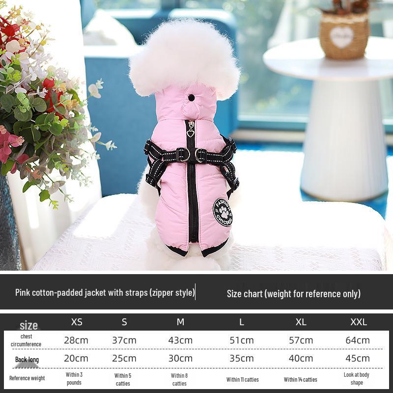 Cross-Border Traction Chest Winter Dog Coat: Thickened Cotton Puppy Vest for Snowy Days