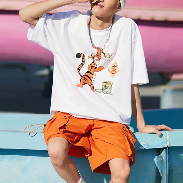 Li Ning X Disney Collaboration Sports Fashion Series Cartoon Pattern Printed Round Neck Short Sleeve T-Shirt Unisex T-Shirt White AHSS585-2