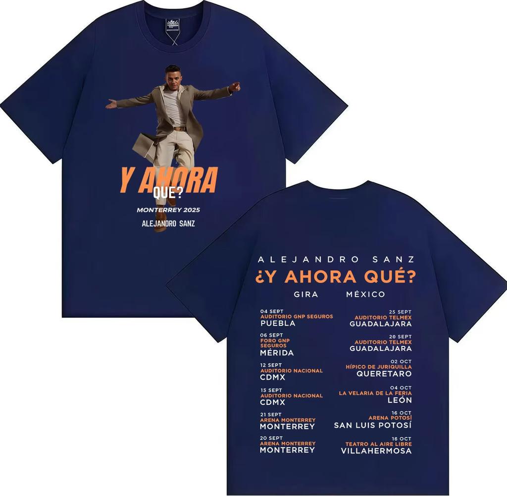 2026 Cantante Alejandro Sanz Album Tour Primavera Estate Stampa Girocollo T-shirt di Alta Qualità Casual T-shirt Uomo Donna Magliette