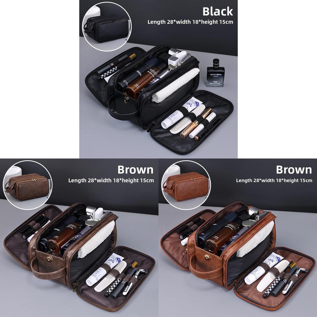 Borsa da toeletta da uomo in PU con scomparti multipli e separazione asciutto/bagnato per viaggi e uso quotidiano