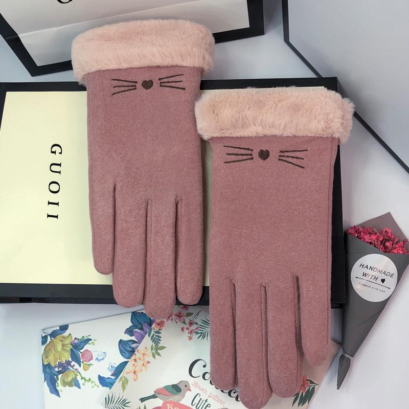 Women's Autumn Winter Touchscreen Suede Gloves, Velvet-Lined and Thickened for Warmth, Perfect for Cycling