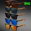 5 Pairs of Retro Full Frame Wood Grain Legs Classic Color Reflective Women's and Men's Fashionable Glasses