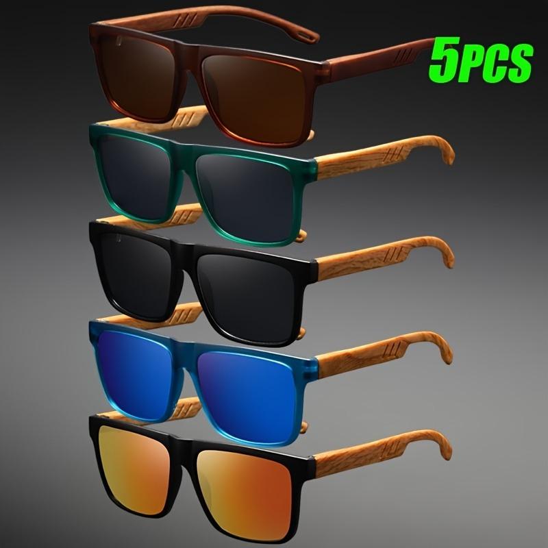 5 Pairs of Retro Full Frame Wood Grain Legs Classic Color Reflective Women's and Men's Fashionable Glasses