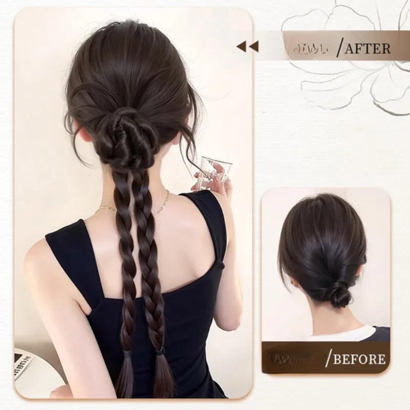 Sweet Bun Head Braid Synthetic Ponytails Wig Clip 40cm Women Fashion Twist Braid Daily Styling Headdress