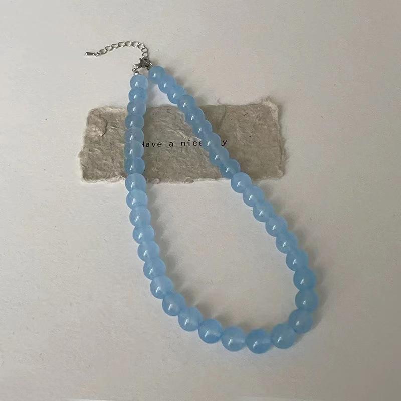 Exquisite 4 6 8mm Perlen Rosa Blau Naturstein Perlenkette Für Frauen Einfache Choker Tägliche Party Schmuck Geschenk