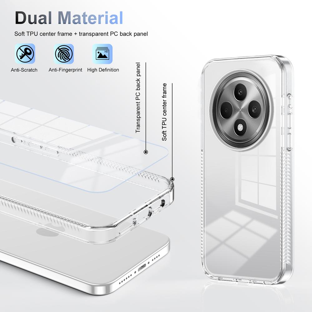 KEYSION Transparent Phone Case for OPPO Reno12 F 5G Soft TPU+PC Anti-slip HD Clear Shockproof Phone Cover for OPPO Reno 12F 5G