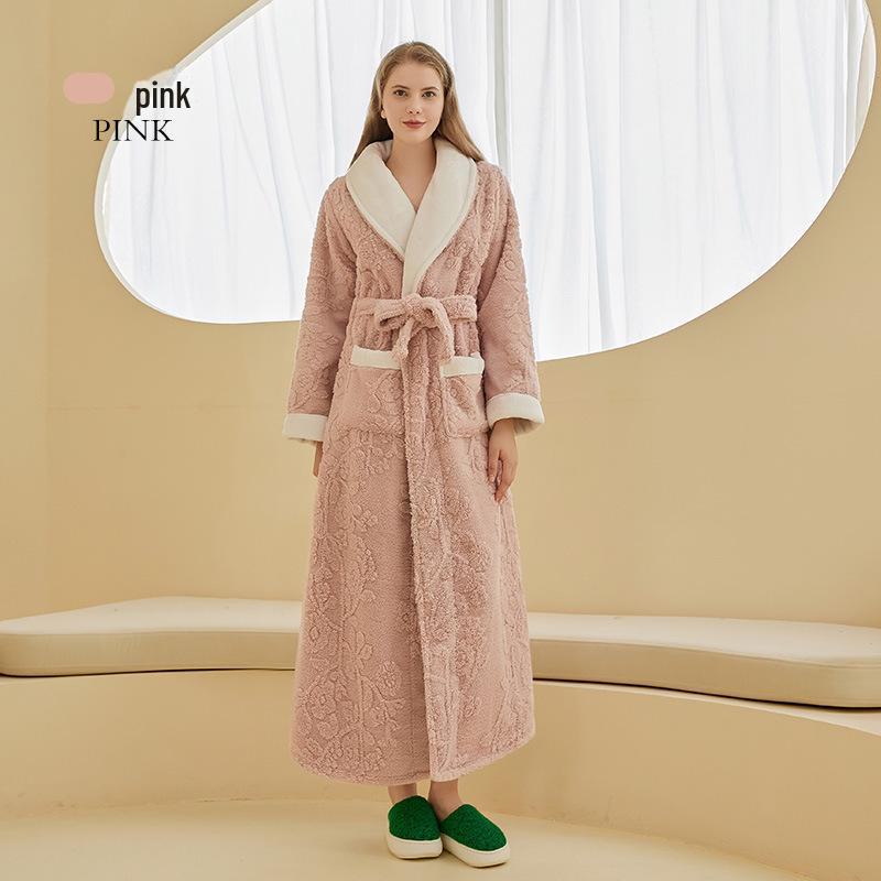 2022 Autumn/Winter Luxury Double-layer Flannel Nightgown - Men's Long Large Size & Women's Jacquard Bathrobe Set