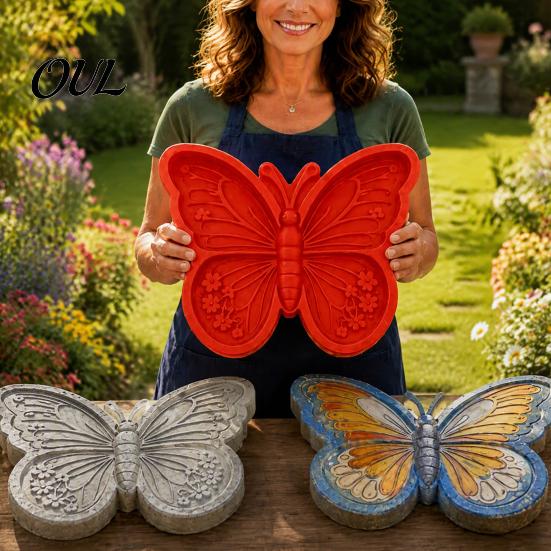 Handmade Garden Ornaments Stepping Stone Mold, Plastic Sunflower/Butterfly/Bee/Pumpkin/Snowflake/Mushroom/Fairy Paver Molds, Reusable Concrete Outdoor