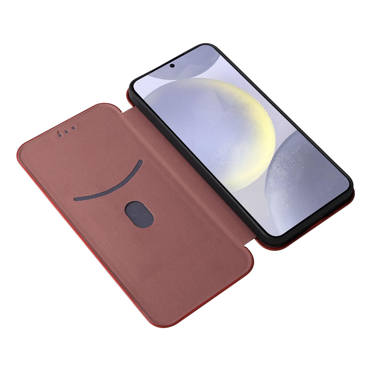 

Чохол для телефону Samsung Galaxy S25+ з текстури вуглецевого волокна, стійкий до падіння, зі штучної шкіри Rose Gold