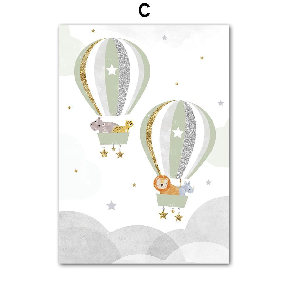 Rainbow Train Lion Giraffe Hot Balloon Nursery Wall Art Canvas Painting Posters And Prints Wall Pictures Baby Kids Room Decor