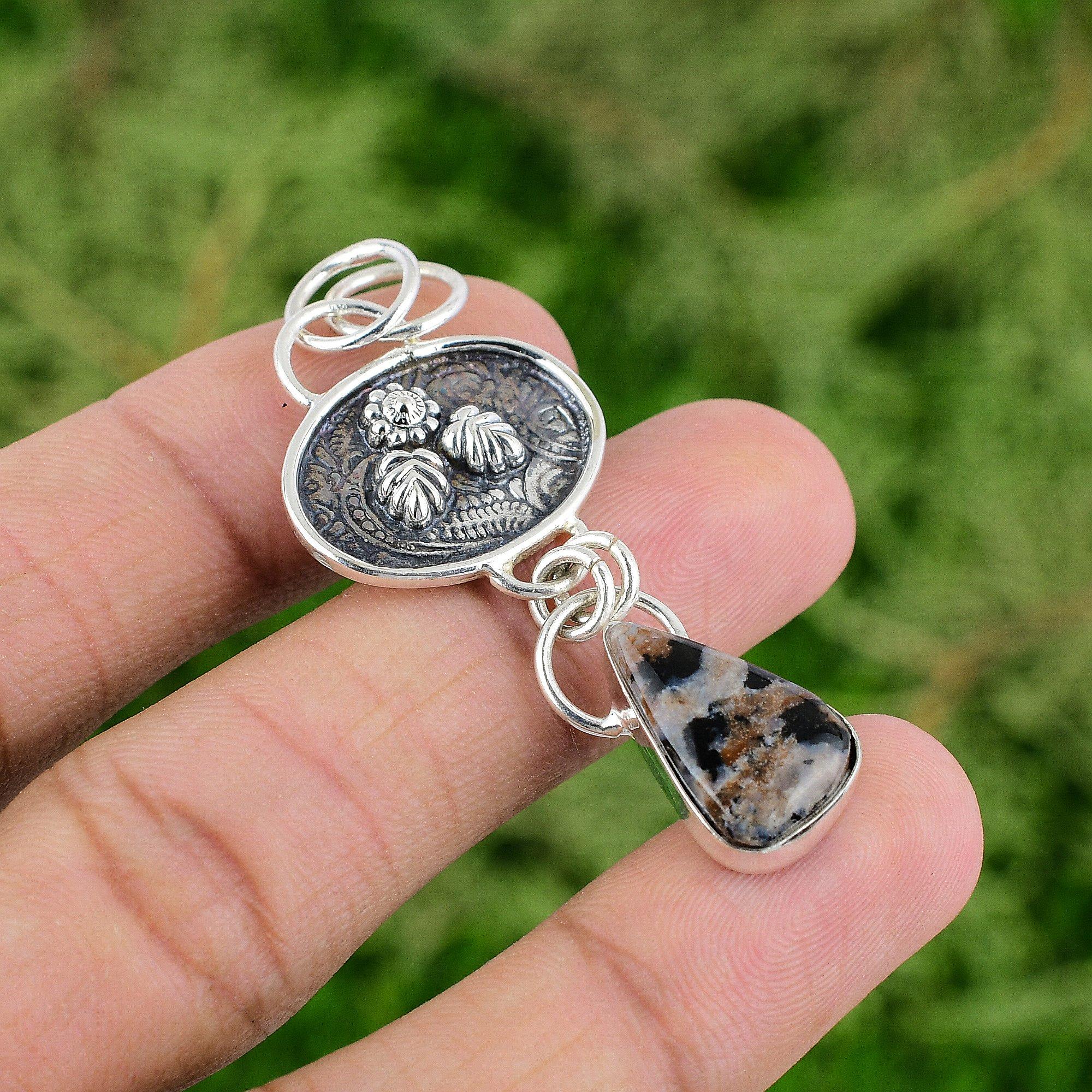 

Daughters Day Deal Sterling Silver Ocean Jasper Stone Wedding Pendant Jewelry