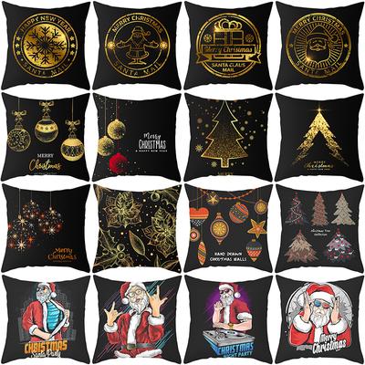 Nordic Christmas Pillow Cover Black Gold Series Peach Skin Cushion Cover Office Sofa Pillow Cover Home