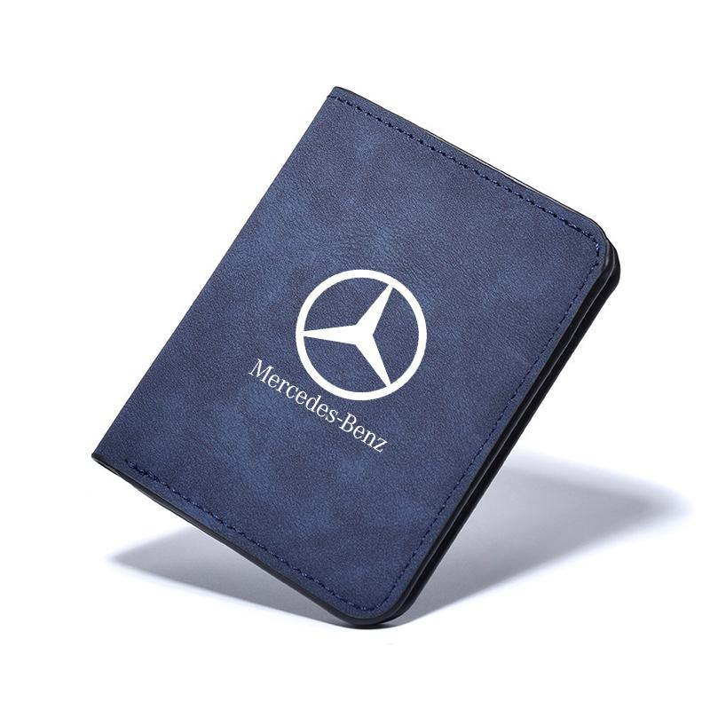 Car Driver License Cover Suede Anti-Fur Auto Driving Documents Case Credit Card Holder Fit For Mercedes Benz W210 W211 W212 W221 GHIJK1