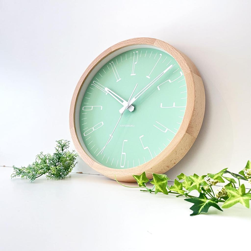 KATOMOKU Muku Clock 21 Light Green Wall Clock with Continuous Second Hand Radio km-141LGRCS 278mm (SKP Clock)