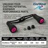 KindWave Reel 100mm Shaft 110mm Overall EVA Aluminum Compatible with Abu and Shimano Purple Handle, Distance, Length, Knob, Alloy, Daiwa, Garcia,