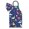 Athbavib Kids' Apron, Cute Dinosaur, Navy, with Triangle Scarf and Pockets, Adjustable, 50*60cm, Waterproof Cotton, Easy Care, for Boys and Girls, Kin