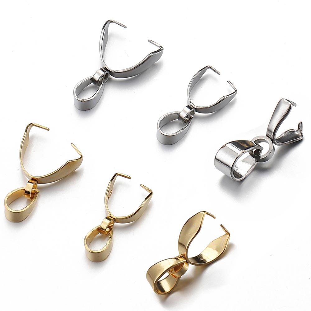 20pcs Stainless Steel Charms Pendant Clip Clasps Pinch Bail Clip for Necklace Pendant Connector DIY Jewelry Making Accessories