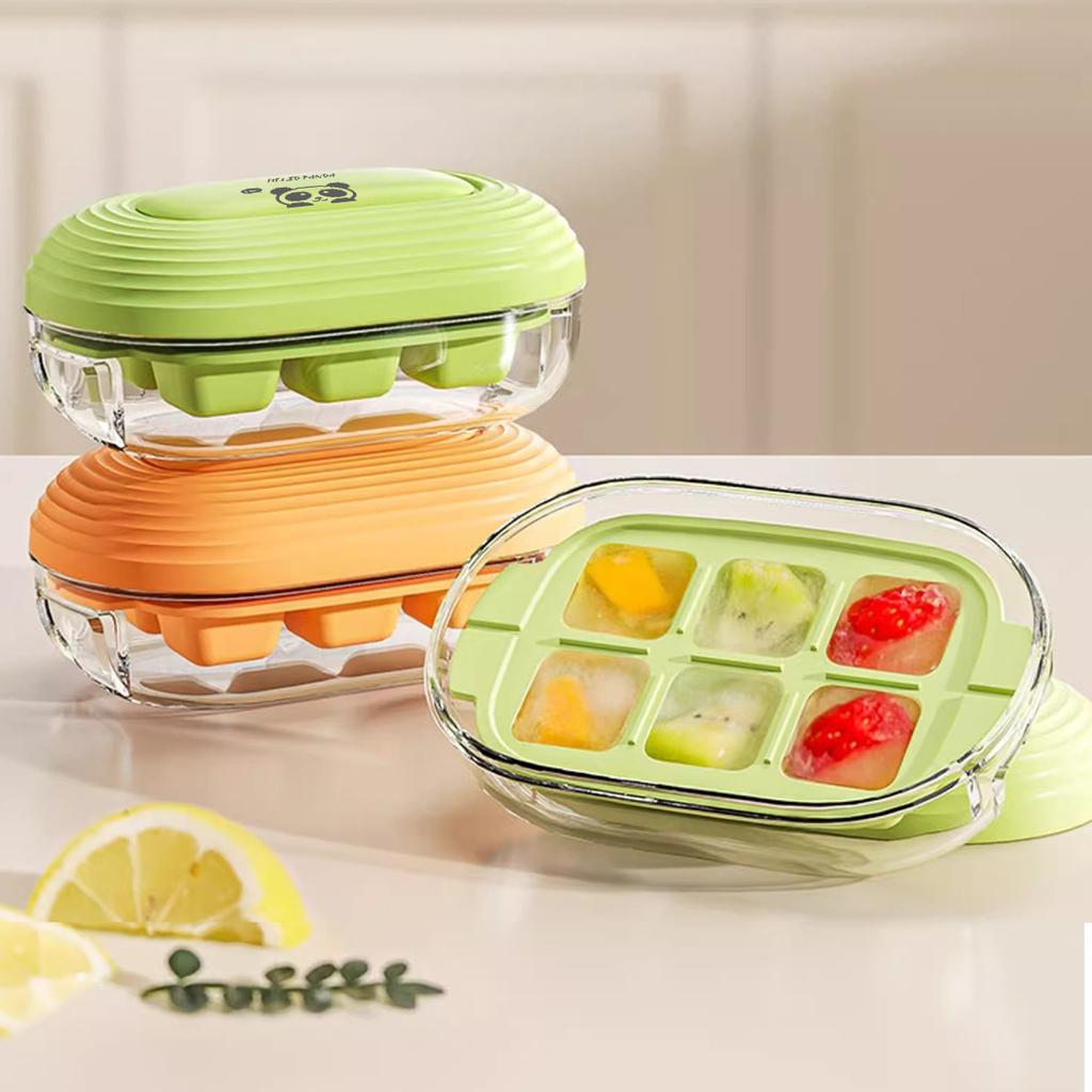 Refrigerator Mini Ice Cube Mold 6 Compartments Ice Cube Tray With Cover Summer Reusable Press Type Ice Box