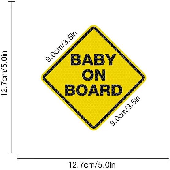 2pcs Reflective Car Sticker Baby on Board High Intensity Reflective Sticker for Car Waterproof Safety Warning Auto Bumper Window Sticker Kids on