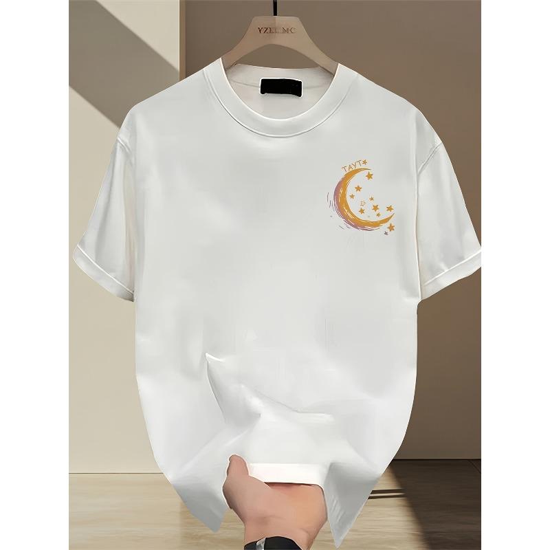 Men'S Summer Heavy Short-Sleeve T-Shirt with Trendy Prints, Versatile Korean And Japanese Style