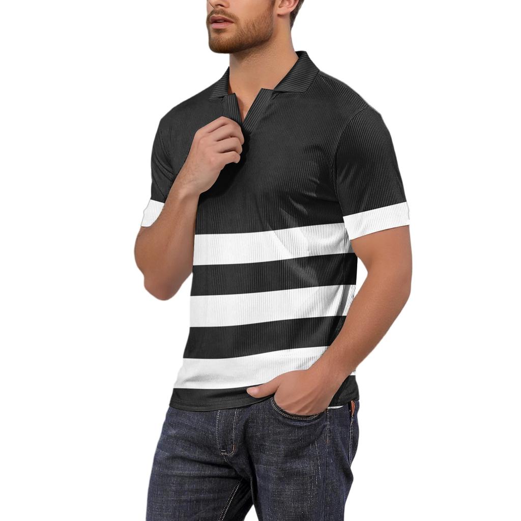 Herrenmode Bedrucktes V-Ausschnitt Kurzarm Top Golf T-Shirt