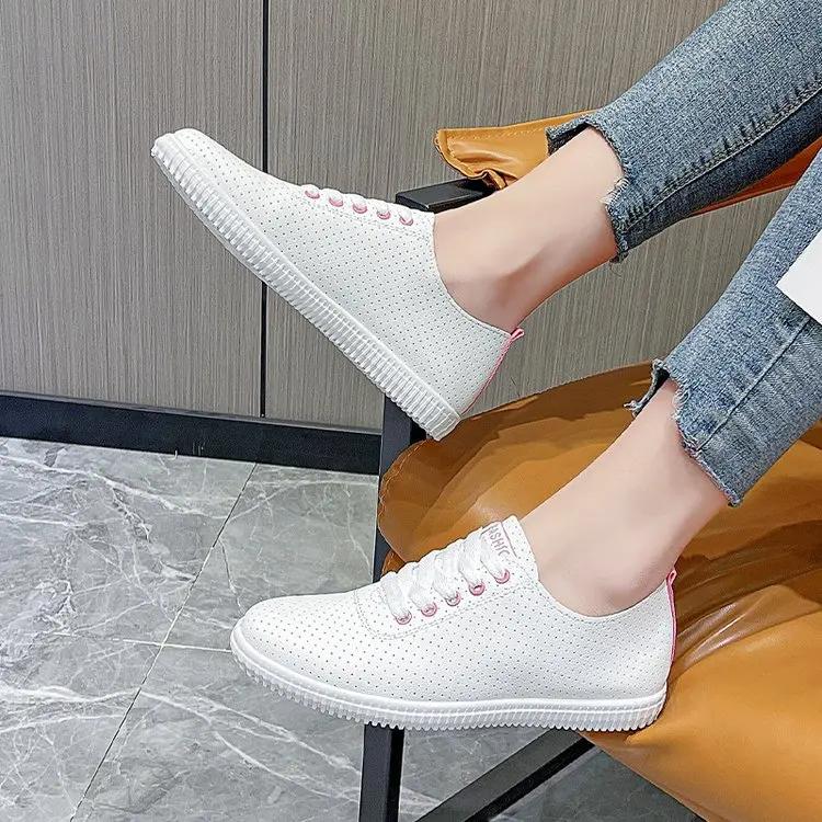 Women's Vulcanized Shoes Breathable Comfortable Hole Outdoor Sports Shoes Summer Running Shoes Fashion Board Shoes Thick Sole