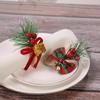 Christmas Napkin Rings Wooden Napkin Buttons for Christmas Hotel TablesHoliday Pinecone Bells Handmade Napkin Rings