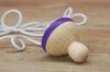 Miniature Japanese Traditional Wooden Toy Throwing Spinning Set of 3 each in and Tops, (1 red, green, purple)