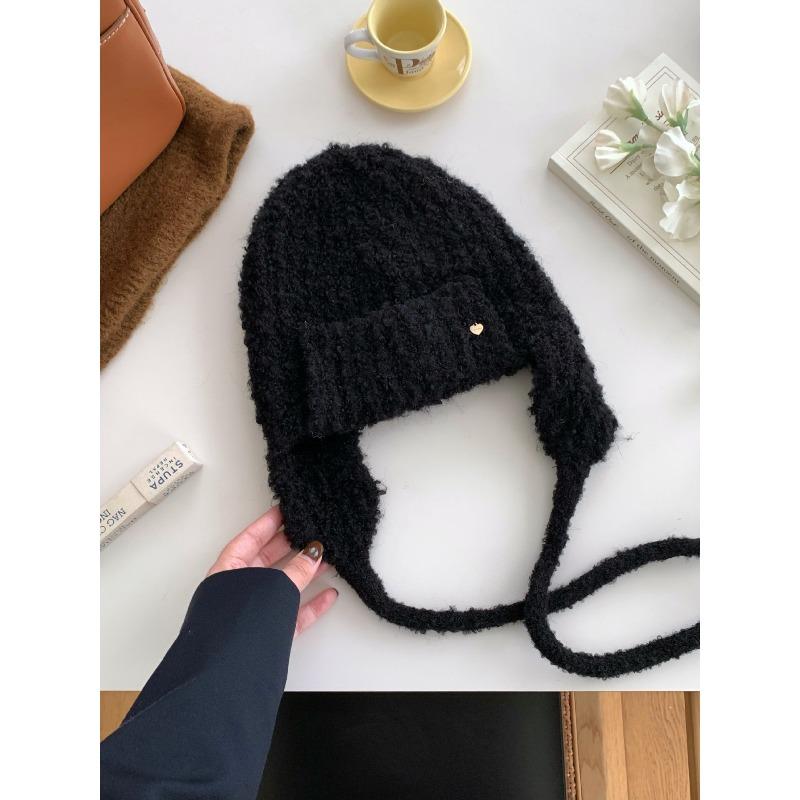 

Gray Balaclava Women s Autumn and Winter Warm Cold Hat Knitted Wool Ear Protection Flying Hat