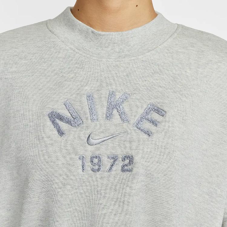 Nike Colección Ropa Deportiva Cómoda Letra Cuello Redondo Manga Corta Crop Top Tops para Mujer Gris Jaspeado Gris Lobo HJ0225-050