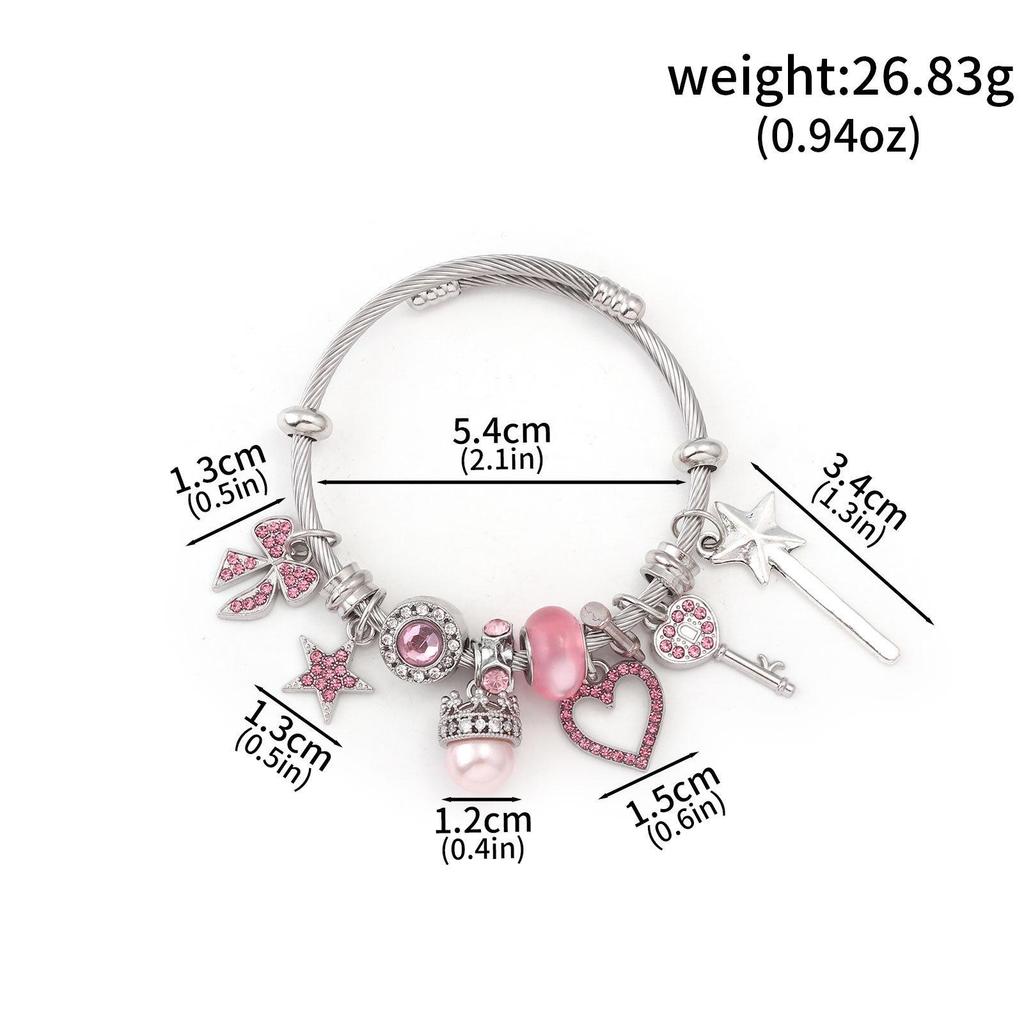 Enchanted Witch's Good Friend Bestie Bracelet with Magic Hat, Staff, and Crown Necklace